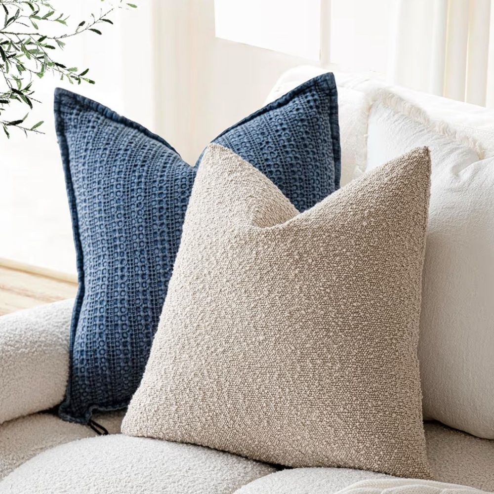 NWOT 2pk Set Decorative Textured Boucle Throw Pillow Covers Accent Solid Oatmeal - Picture 6 of 8